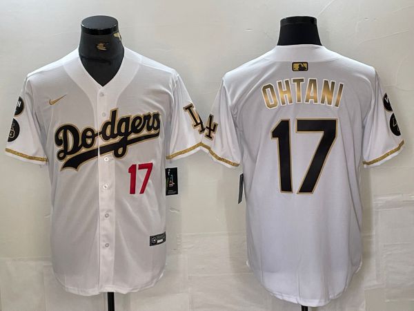 Men Los Angeles Dodgers 17 Ohtani White Fashion Nike Game MLB Jersey style 3
